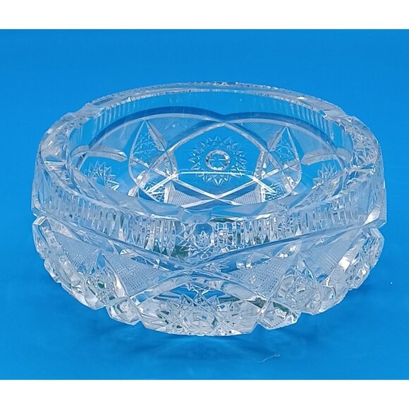 Heavy American Brilliant ABP  Hollywood Regency 6 X 6 Cut Lead Crystal Ashtray - Picture 3 of 16